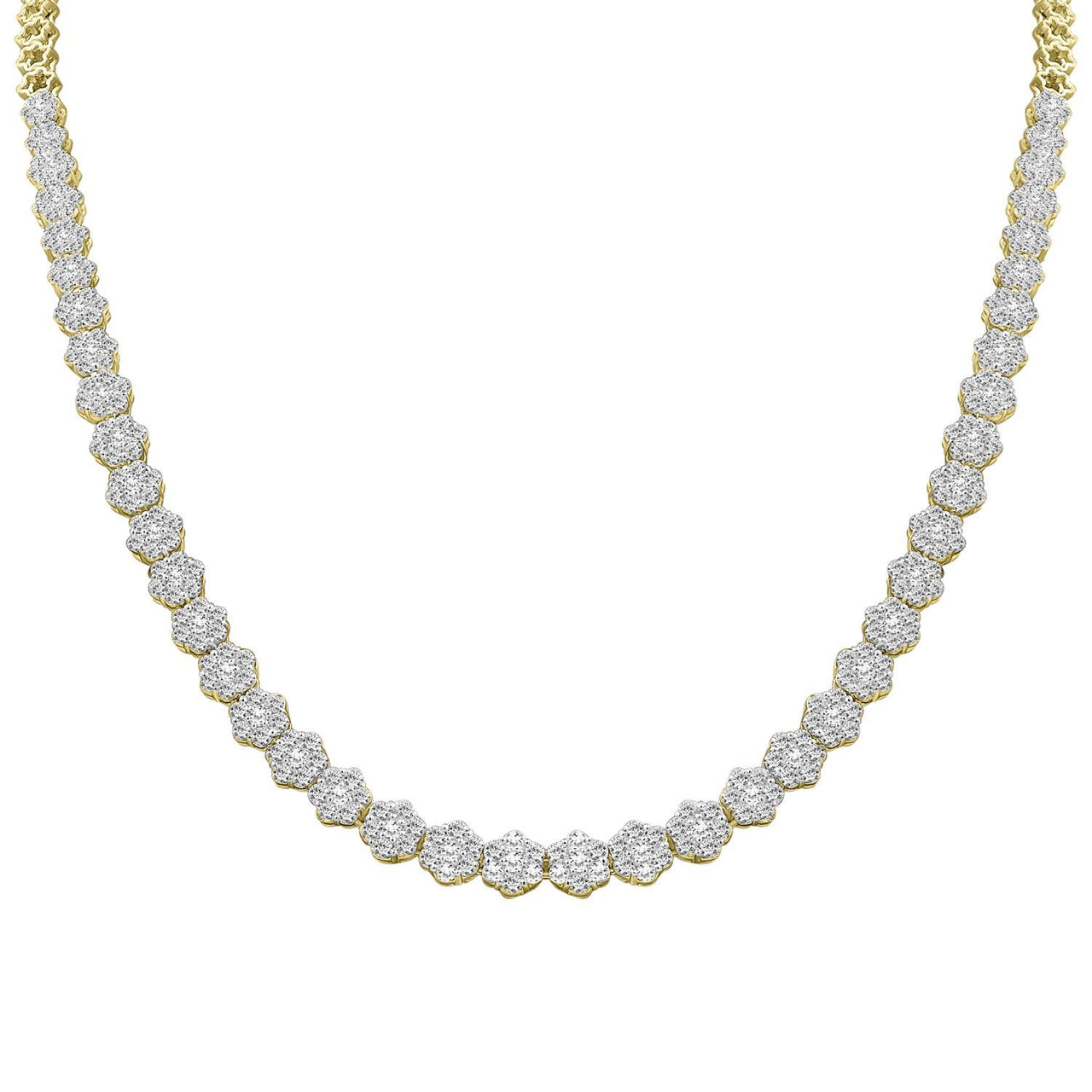 LADIES NECKLACE 7 CT ROUND DIAMOND 14K YELLOW GOLD
