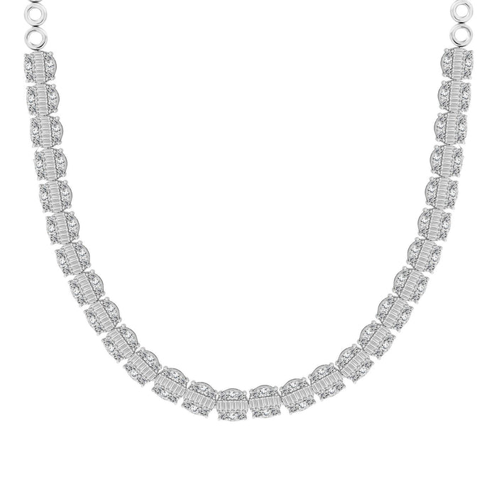 LADIES NECKLACE 4 CT ROUND/BAGUETTE DIAMOND 10K WHITE GOLD