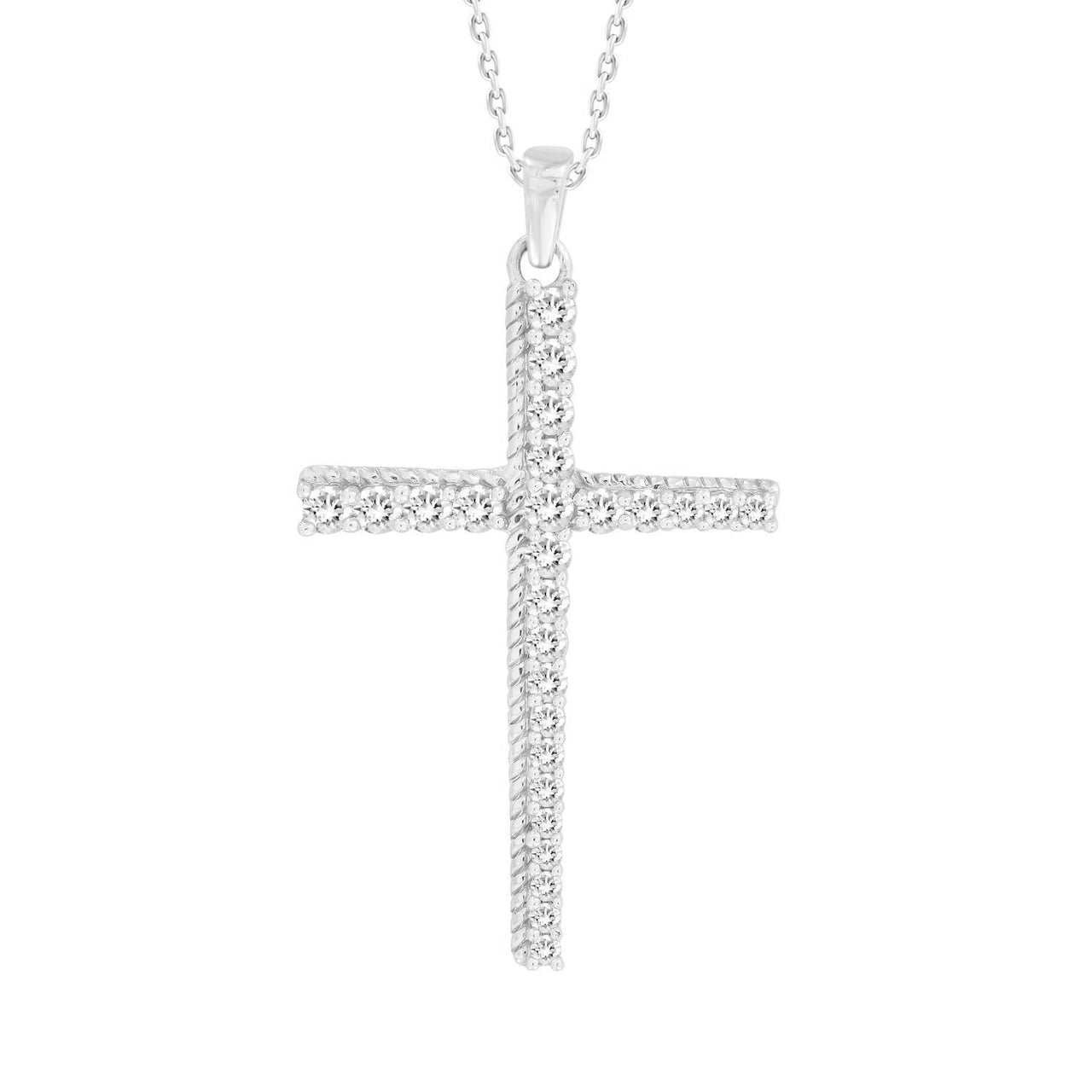 LADIES PENDANT 1/2 CT ROUND DIAMOND 10K WHITE GOLD