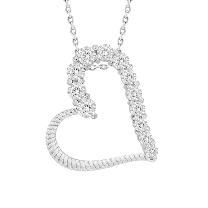 LADIES PENDANT 1/4 CT ROUND DIAMOND 10K WHITE GOLD