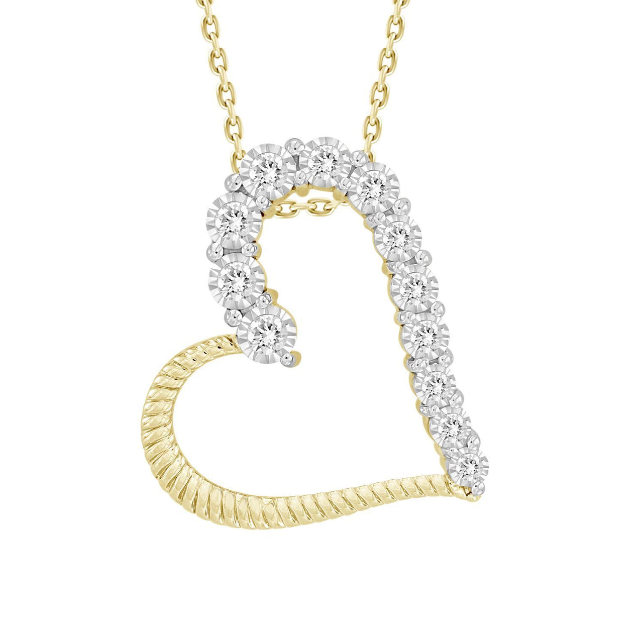 LADIES PENDANT 1/4 CT ROUND DIAMOND 10K YELLOW GOLD