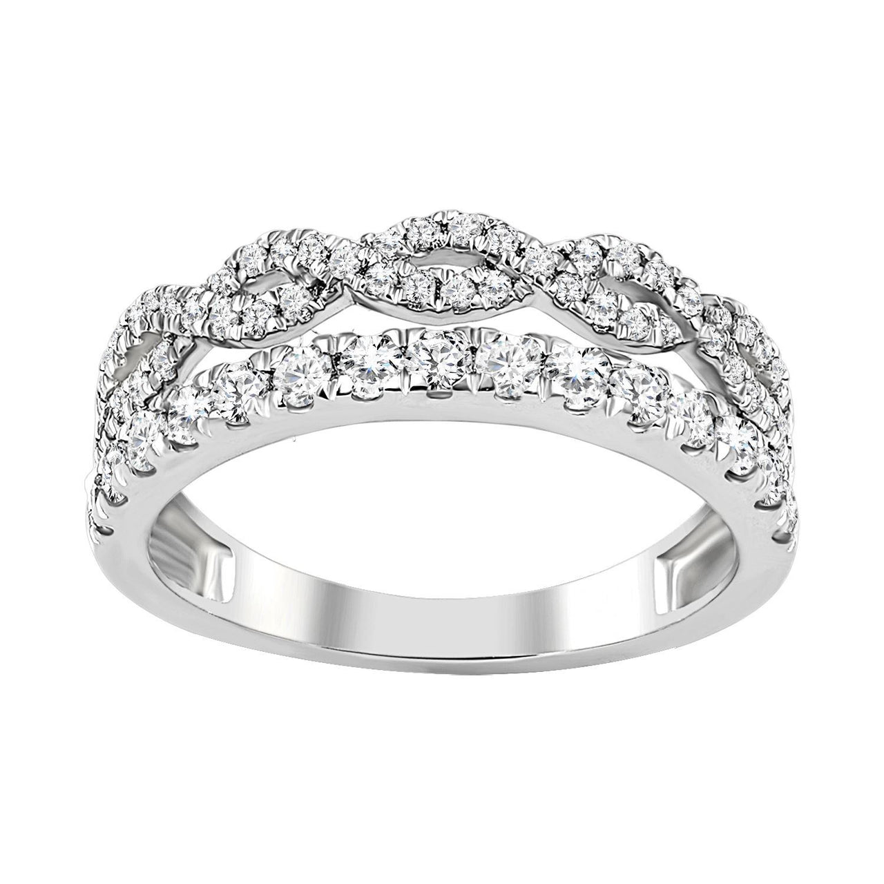 LADIES BAND 3/4 CT ROUND DIAMOND 10K WHITE GOLD