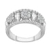 LADIES RING 1 CT ROUND/BAGUETTE DIAMOND 10K WHITE GOLD