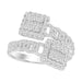 LADIES RING 3/4 CT ROUND/BAGUETTE DIAMOND 10K WHITE GOLD