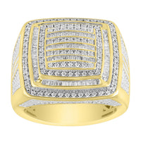 Thumbnail for MEN'S RING 1 CT ROUND/BAGUETTE DIAMOND 10K YELLOW GOLD