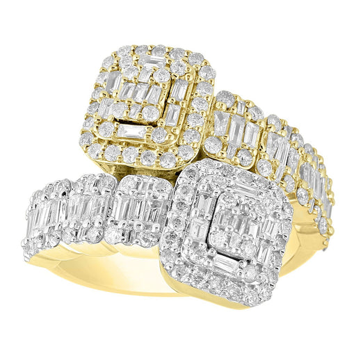LADIES RING 2 CT ROUND/BAGUETTE DIAMOND 10K YELLOW GOLD