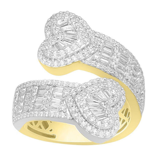 LADIES RING 2 CT ROUND/BAGUETTE DIAMOND 10K YELLOW/WHITE GOLD