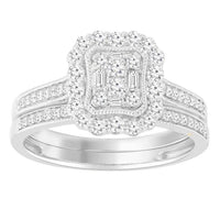 Thumbnail for LADIES BRIDAL RING SET 1/2 CT ROUND/BAGUETTE DIAMOND 10K WHITE GOLD