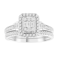 Thumbnail for LADIES BRIDAL RING SET 3/8 CT ROUND/BAGUETTE DIAMOND 10K WHITE GOLD