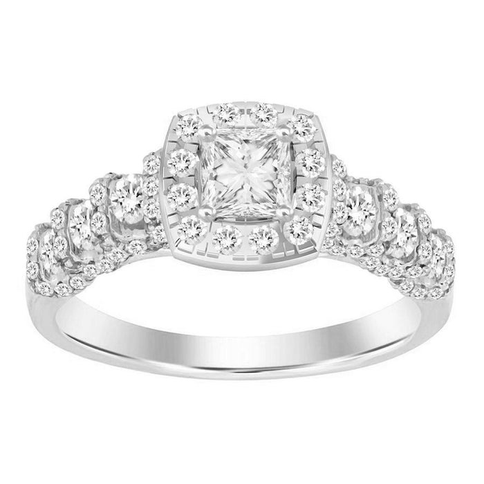 LADIES RING 1 CT ROUND DIAMOND 14K WHITE GOLD (SI QUALITY)