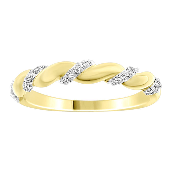 LADIES STACKABLE BAND 1/10 CT ROUND DIAMOND 10K YELLOW GOLD