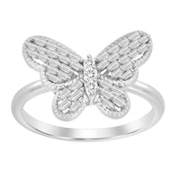 Thumbnail for LADIES RING 1/4 CT ROUND/BAGUETTE DIAMOND 10K WHITE GOLD