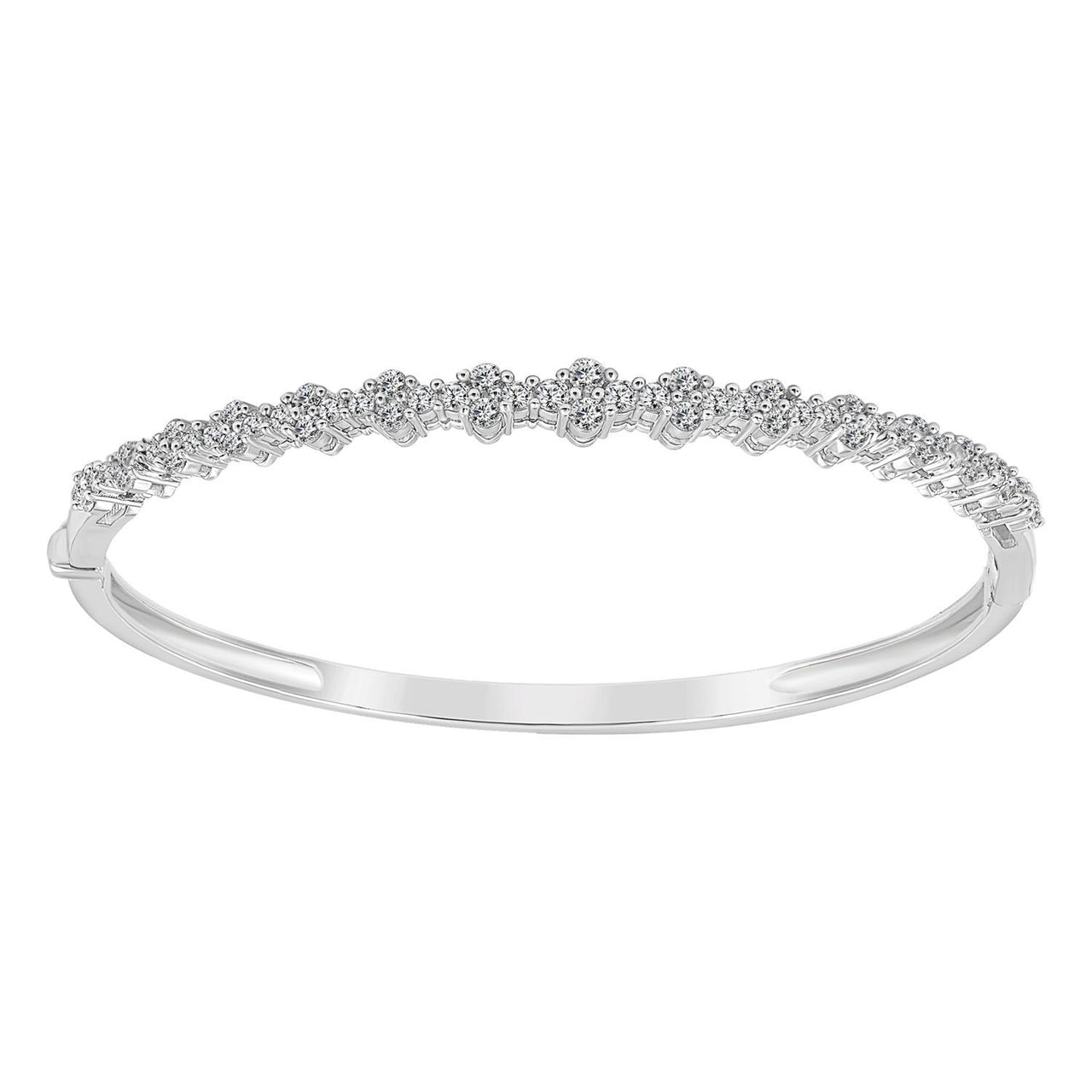 LADIES BANGLE 1 1/4 CT ROUND DIAMOND 14K WHITE GOLD
