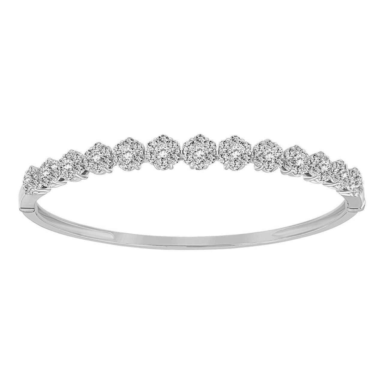 LADIES BANGLE 2 1/2 CT ROUND DIAMOND 14K WHITE GOLD