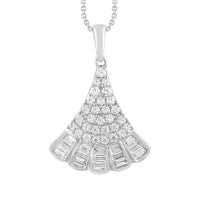 Thumbnail for LADIES PENDANT 1/2 CT ROUND/BAGUETTE DIAMOND 10K WHITE GOLD