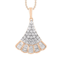 Thumbnail for LADIES PENDANT 1/2 CT ROUND/BAGUETTE DIAMOND 10K ROSE GOLD