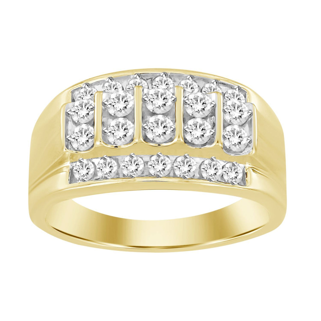 MEN'S RING 1 CT ROUND DIAMOND 10K YELLOW GOLD