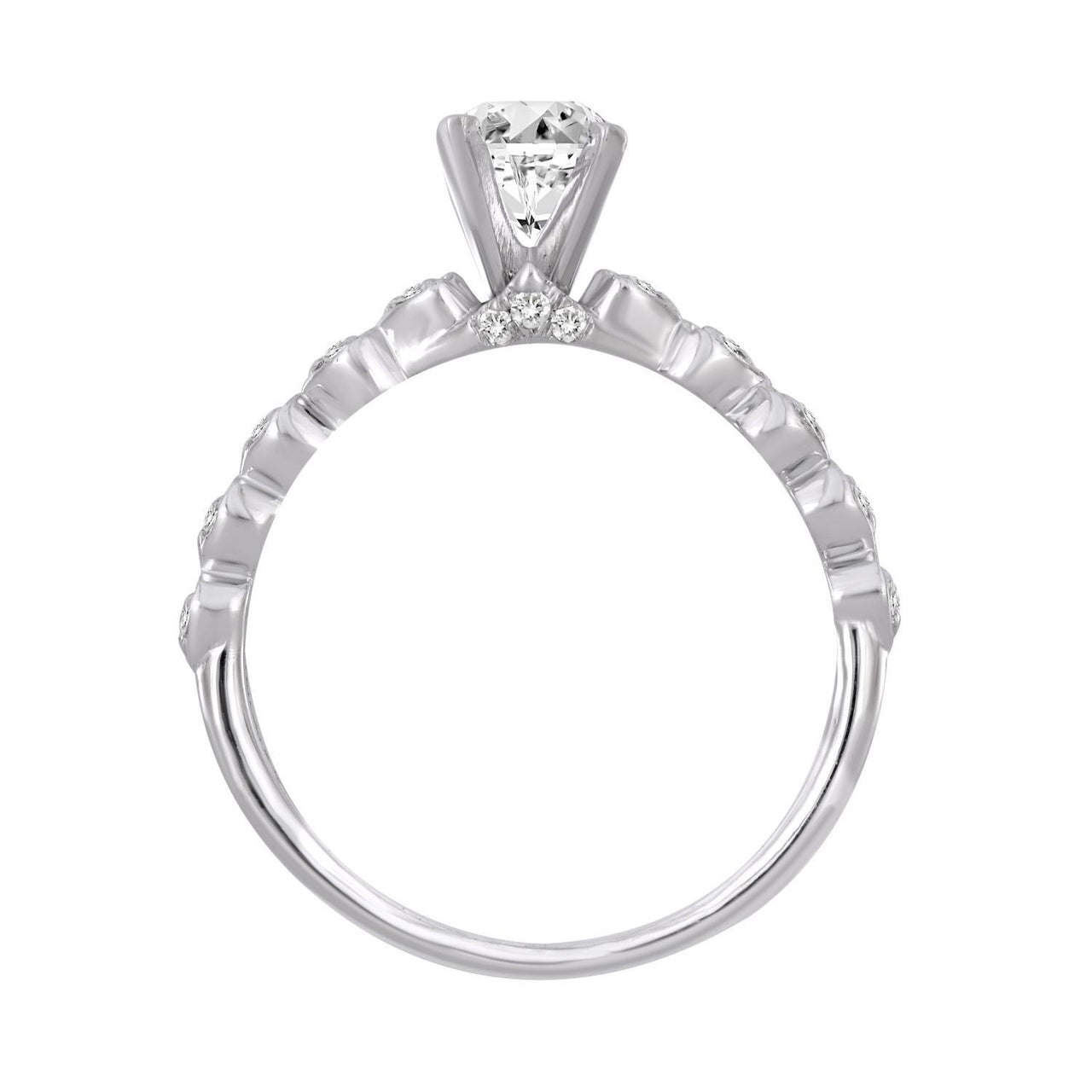 LADIES RING 1/8 CT ROUND/OVAL DIAMOND 14K WHITE GOLD(CENTER-1)
