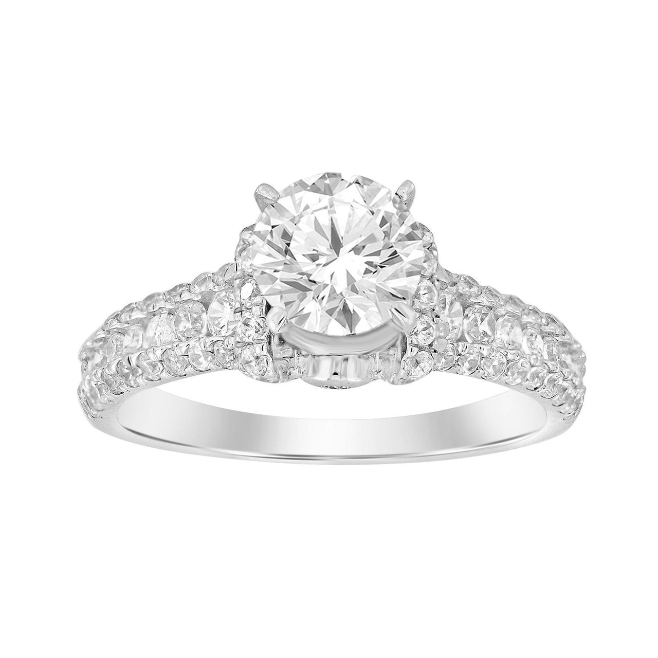 LADIES RING 3/4 CT ROUND DIAMOND 14K WHITE GOLD(CENTER-1)