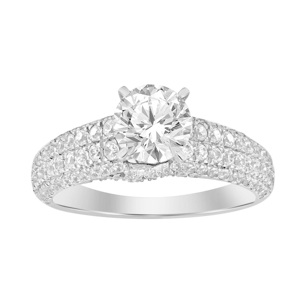 LADIES RING 3/4 CT ROUND DIAMOND 14K WHITE GOLD(CENTER-1)