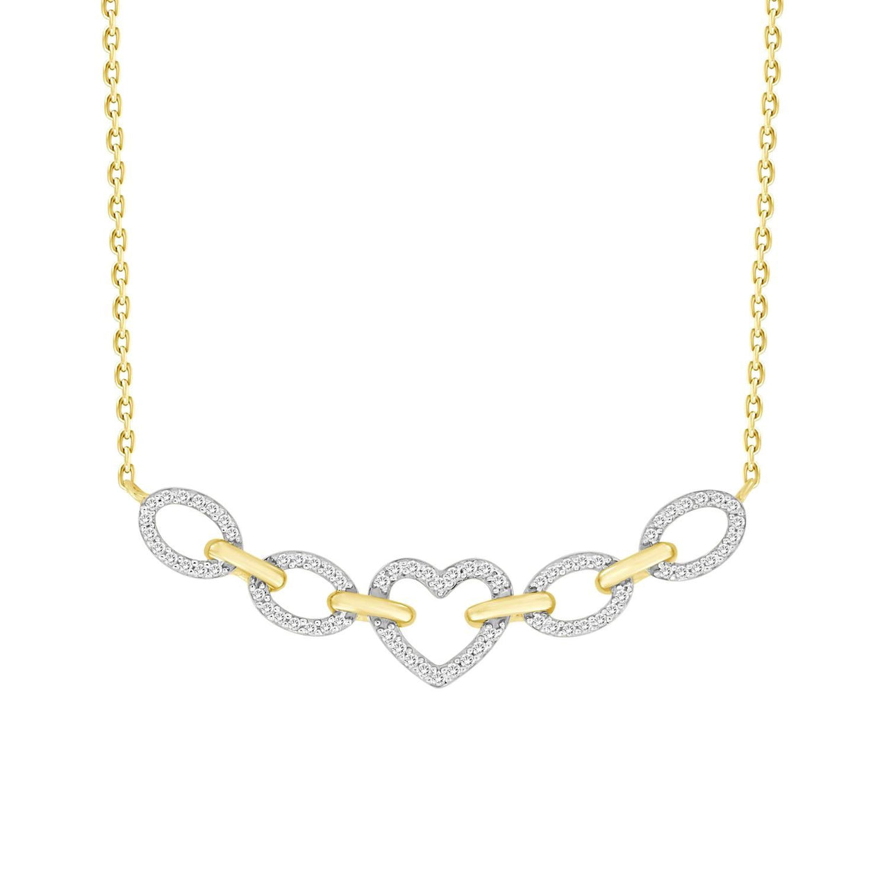 LADIES DIAMOND NECKLACE 1/6 CT ROUND DIAMOND 10K YELLOW GOLD