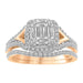 LADIES BRIDAL RING SET 3/4 CT ROUND/BAGUETTE DIAMOND 14K ROSE GOLD
