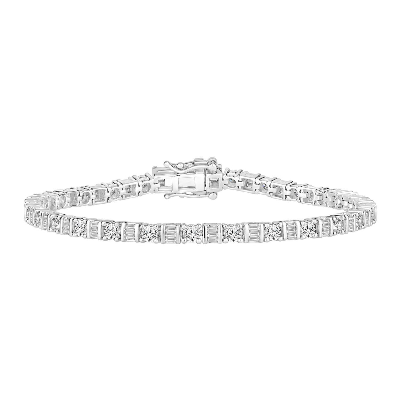 LADIES BRACELET 3 CT ROUND/BAGUETTE DIAMOND 14K WHITE GOLD
