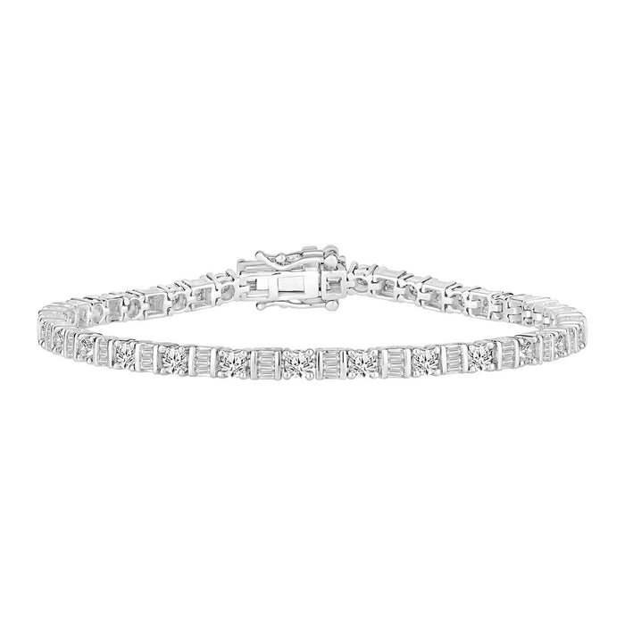 LADIES BRACELET 3 CT ROUND/BAGUETTE DIAMOND 14K WHITE GOLD