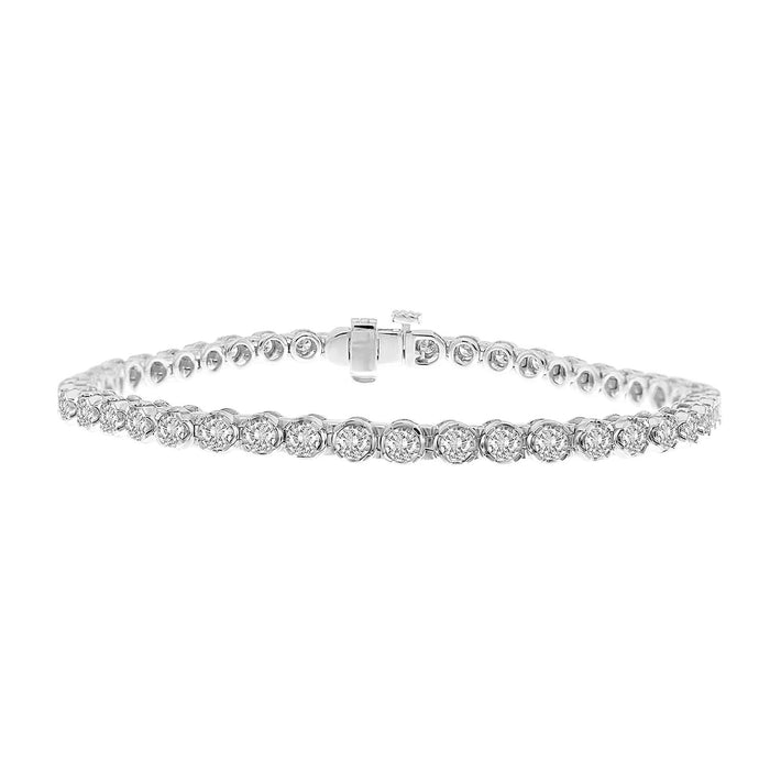 LADIES BRACELET 1 CT ROUND DIAMOND 10K WHITE GOLD