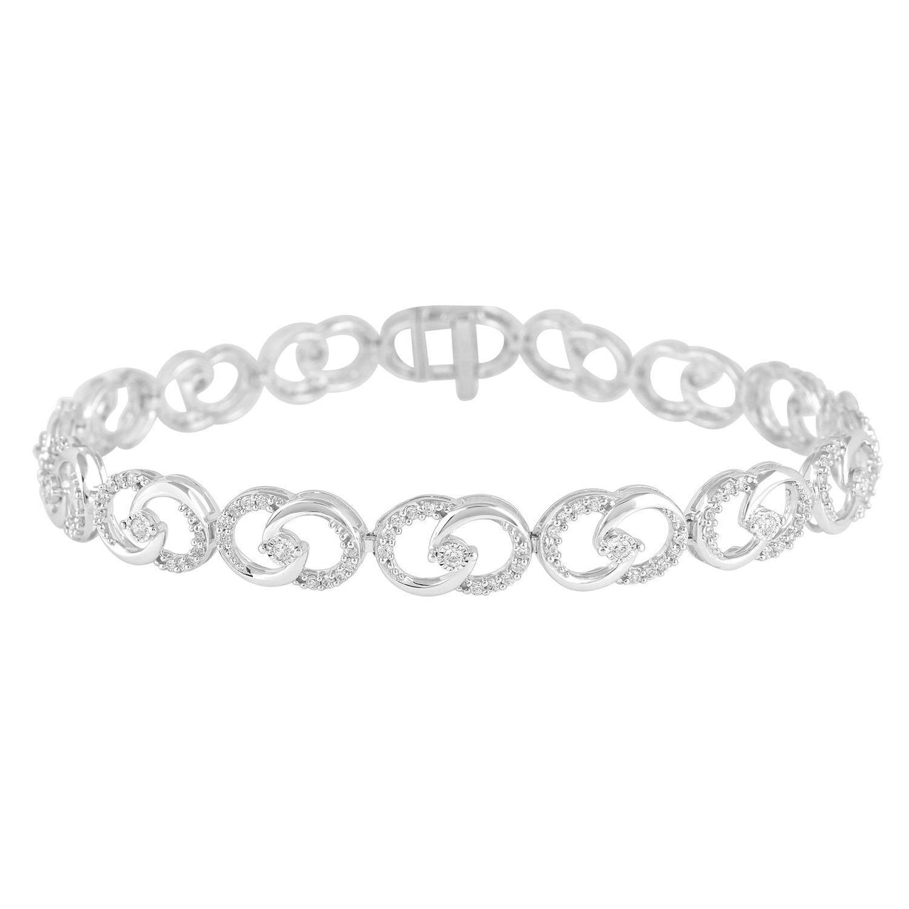 LADIES BRACELET 1 CT ROUND DIAMOND 10K WHITE GOLD