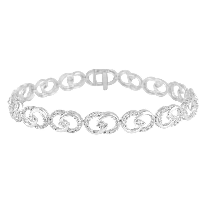 LADIES BRACELET 1 CT ROUND DIAMOND 10K WHITE GOLD