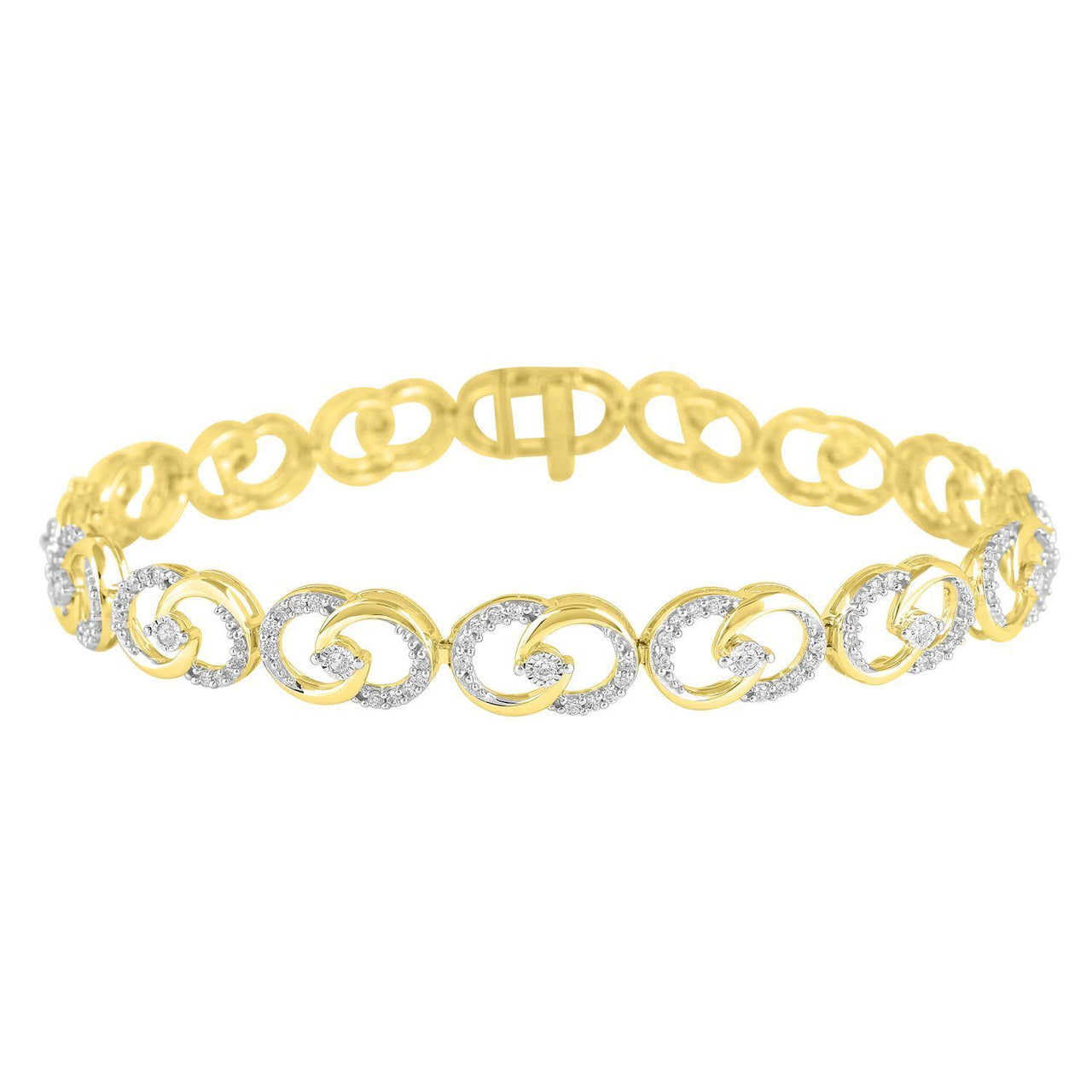 LADIES BRACELET 1 CT ROUND DIAMOND 10K YELLOW GOLD