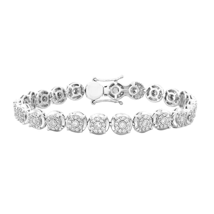 LADIES BRACELET 2 CT ROUND DIAMOND 10K WHITE GOLD