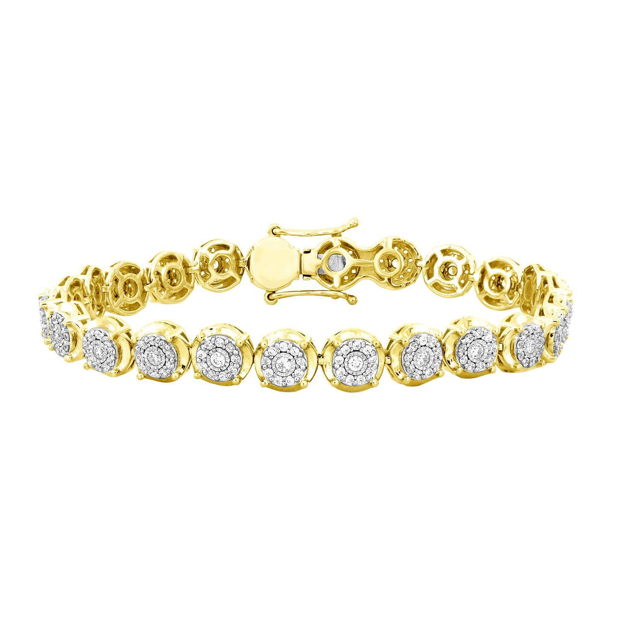 LADIES BRACELET 2 CT ROUND DIAMOND 10K YELLOW GOLD