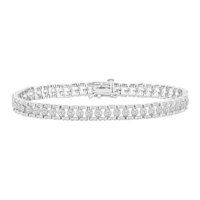 LADIES BRACELET 2 CT ROUND/BAGUETTE DIAMOND 10K WHITE GOLD