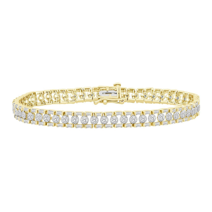 LADIES BRACELET 2 CT ROUND/BAGUETTE DIAMOND 10K YELLOW GOLD