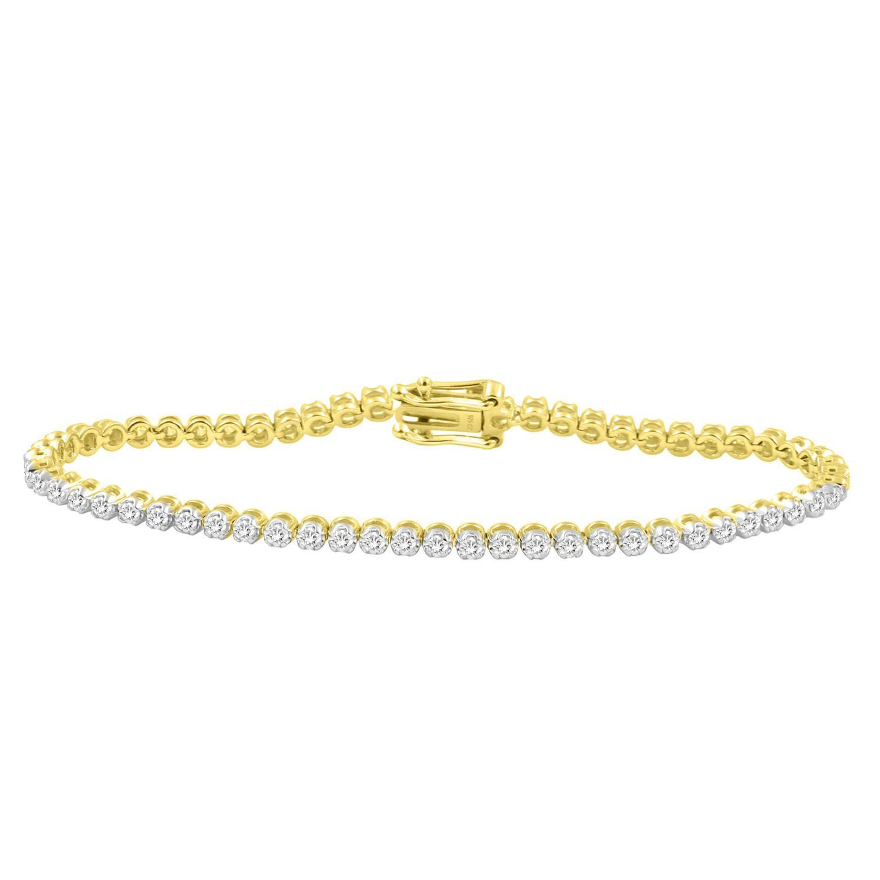 LADIES BRACELET 1 1/2 CT ROUND DIAMOND 10K YELLOW GOLD