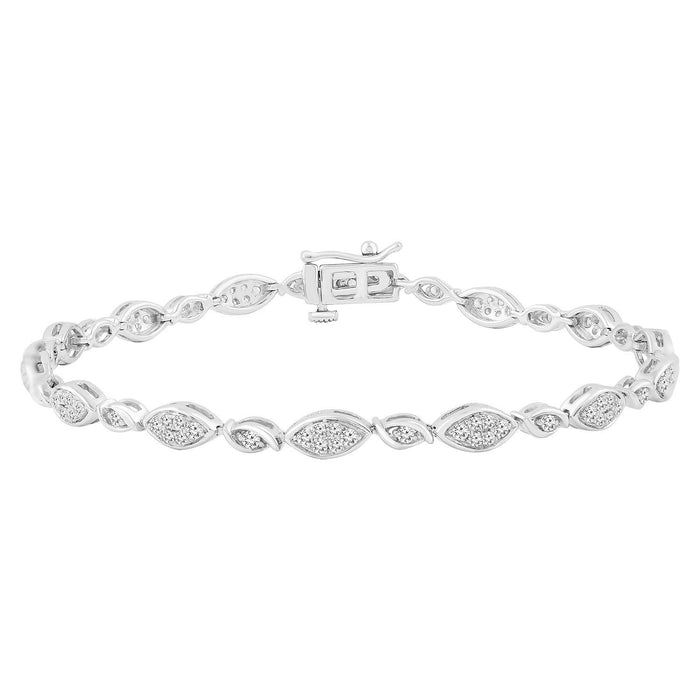 LADIES BRACELET 1 CT ROUND DIAMOND 10K WHITE GOLD