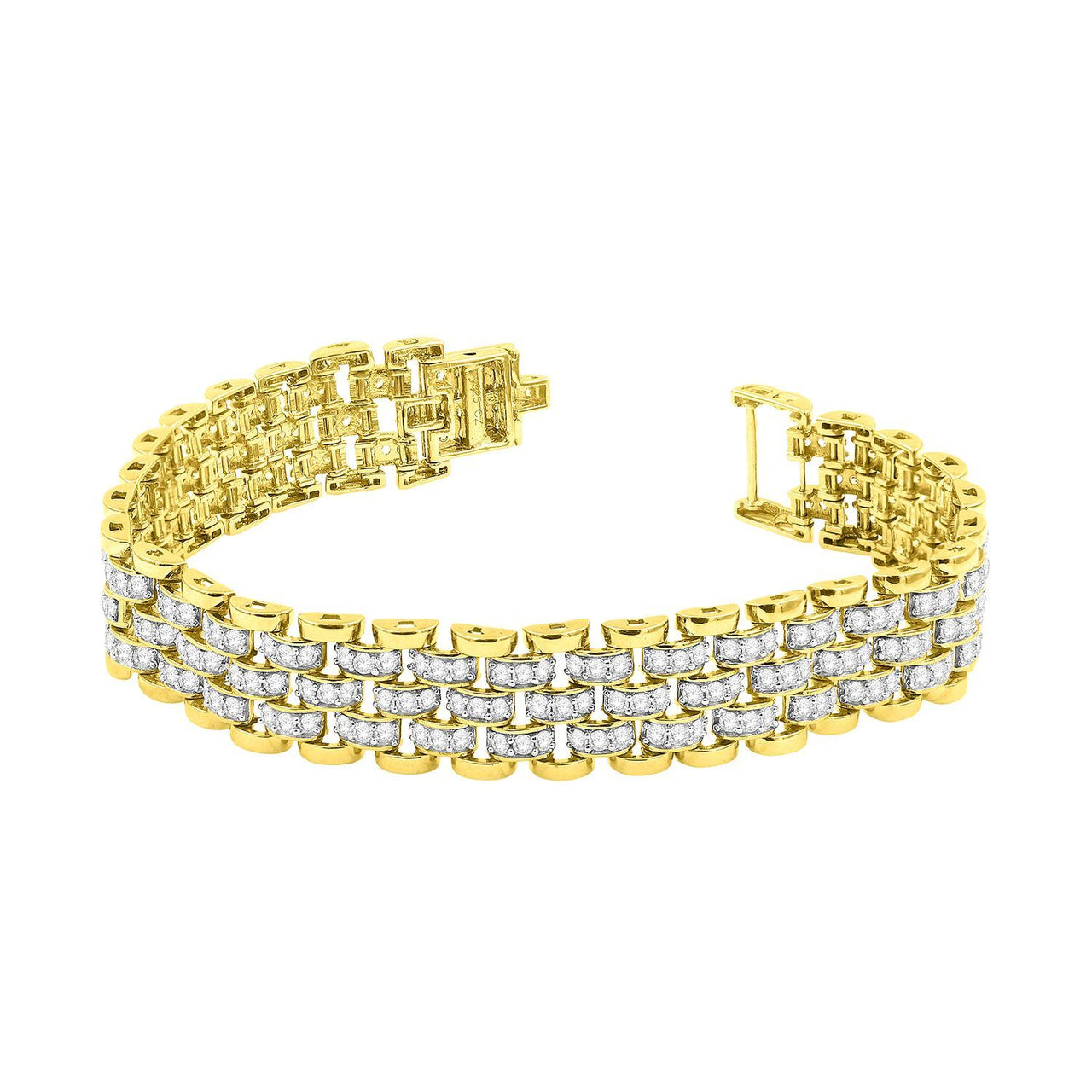 MEN'S BRACELET 7 CT ROUND DIAMOND 10K YELLOW GOLD
