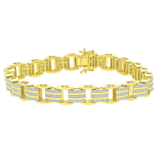 MEN'S BRACELET 2 CT ROUND DIAMOND 10K YELLOW GOLD