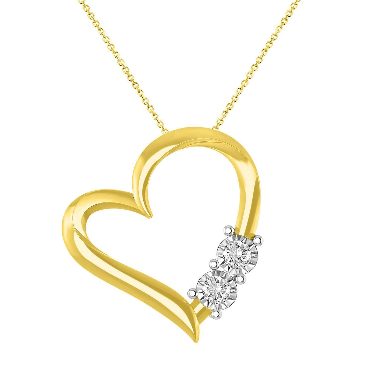 LADIES PENDANT 1/10 CT ROUND DIAMOND 10K YELLOW GOLD