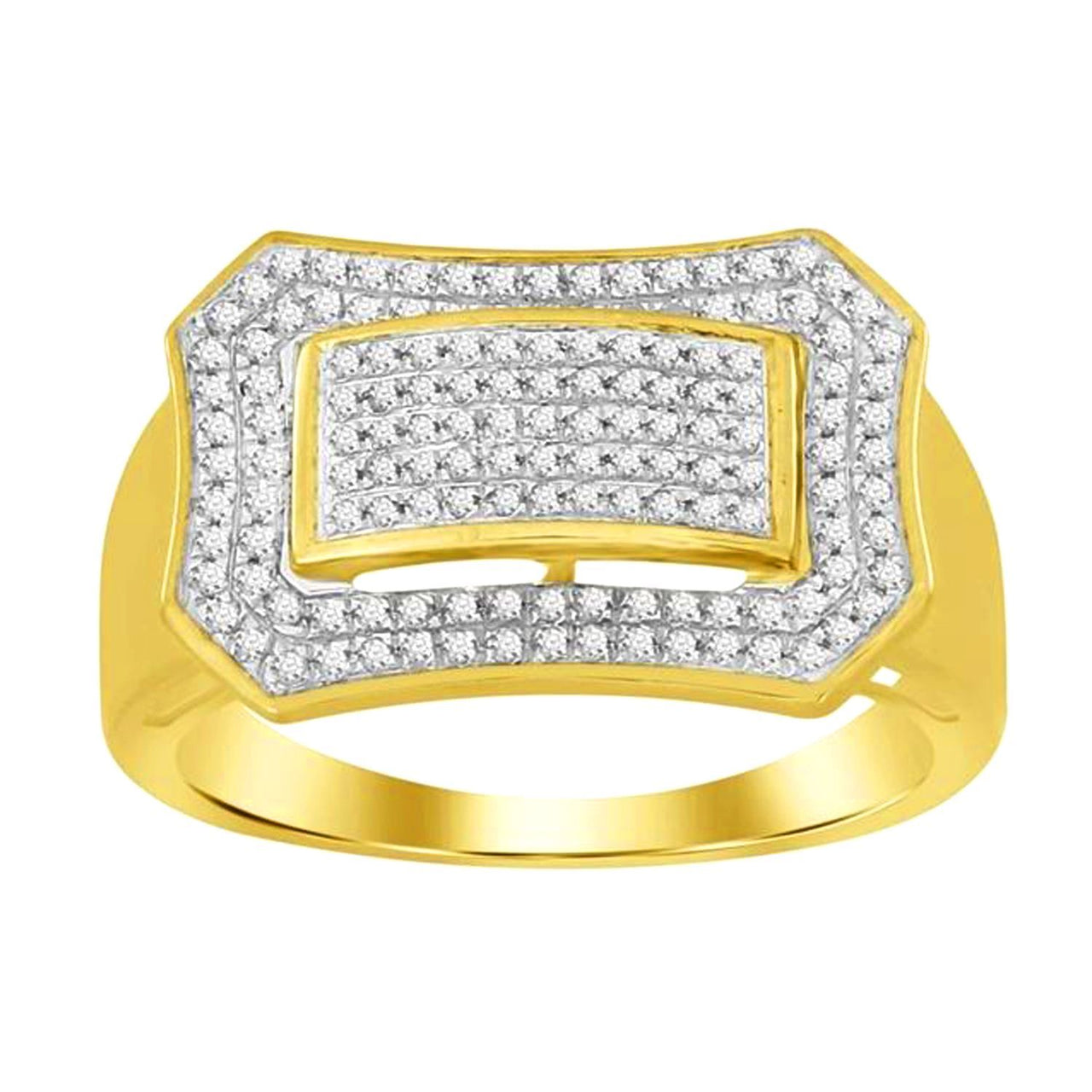 MEN'S RING 1/2 CT ROUND DIAMOND 10K YELLOW GOLD