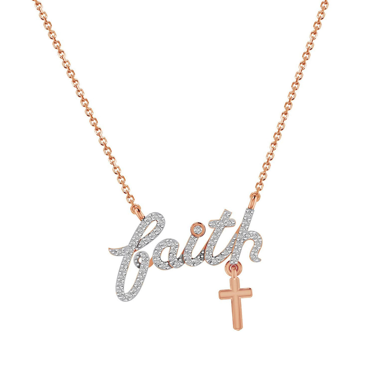 LADIES NECKLACE 1/5 CT ROUND DIAMOND 10K ROSE GOLD