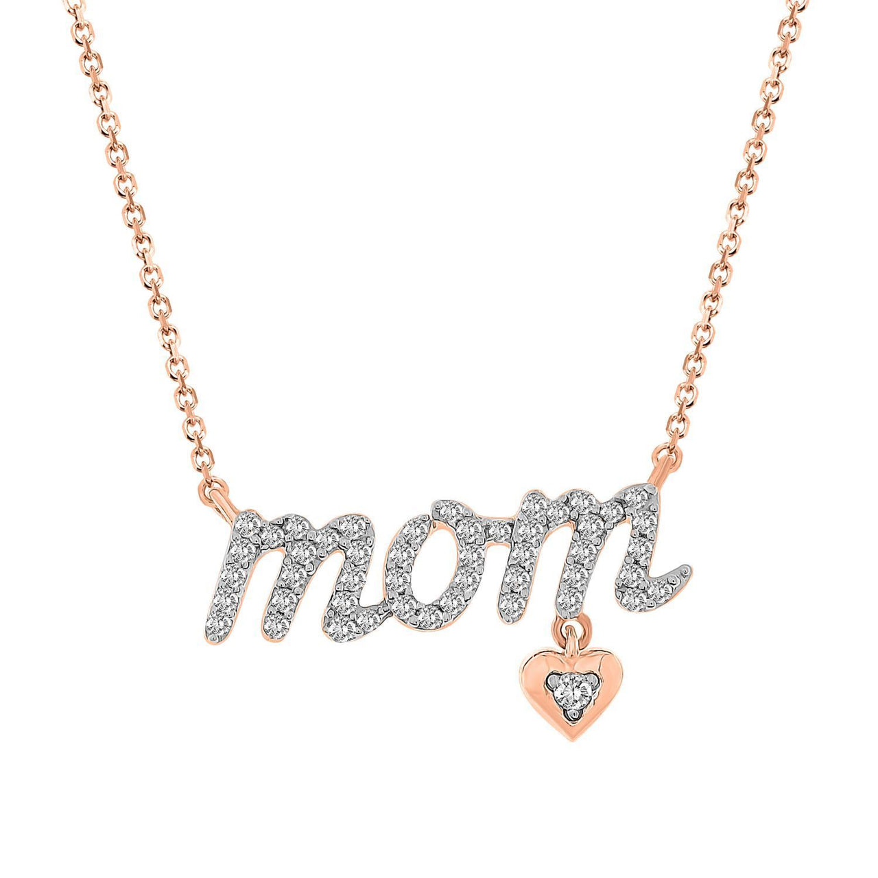 LADIES NECKLACE 1/6 CT ROUND DIAMOND 10K ROSE GOLD