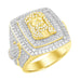 MEN'S RING 3 CT ROUND/BAGUETTE DIAMOND 10K YELLOW GOLD