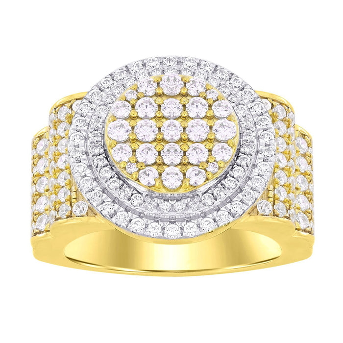 MEN'S RING 3 CT ROUND DIAMOND 10K YELLOW GOLD