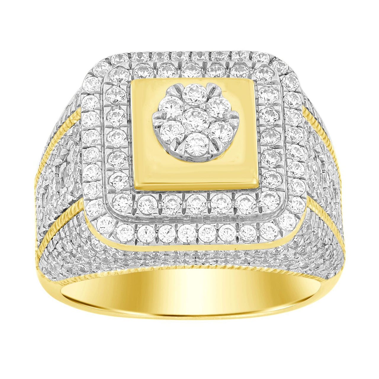 MEN'S RING 2 1/2 CT ROUND DIAMOND 10K YELLOW GOLD