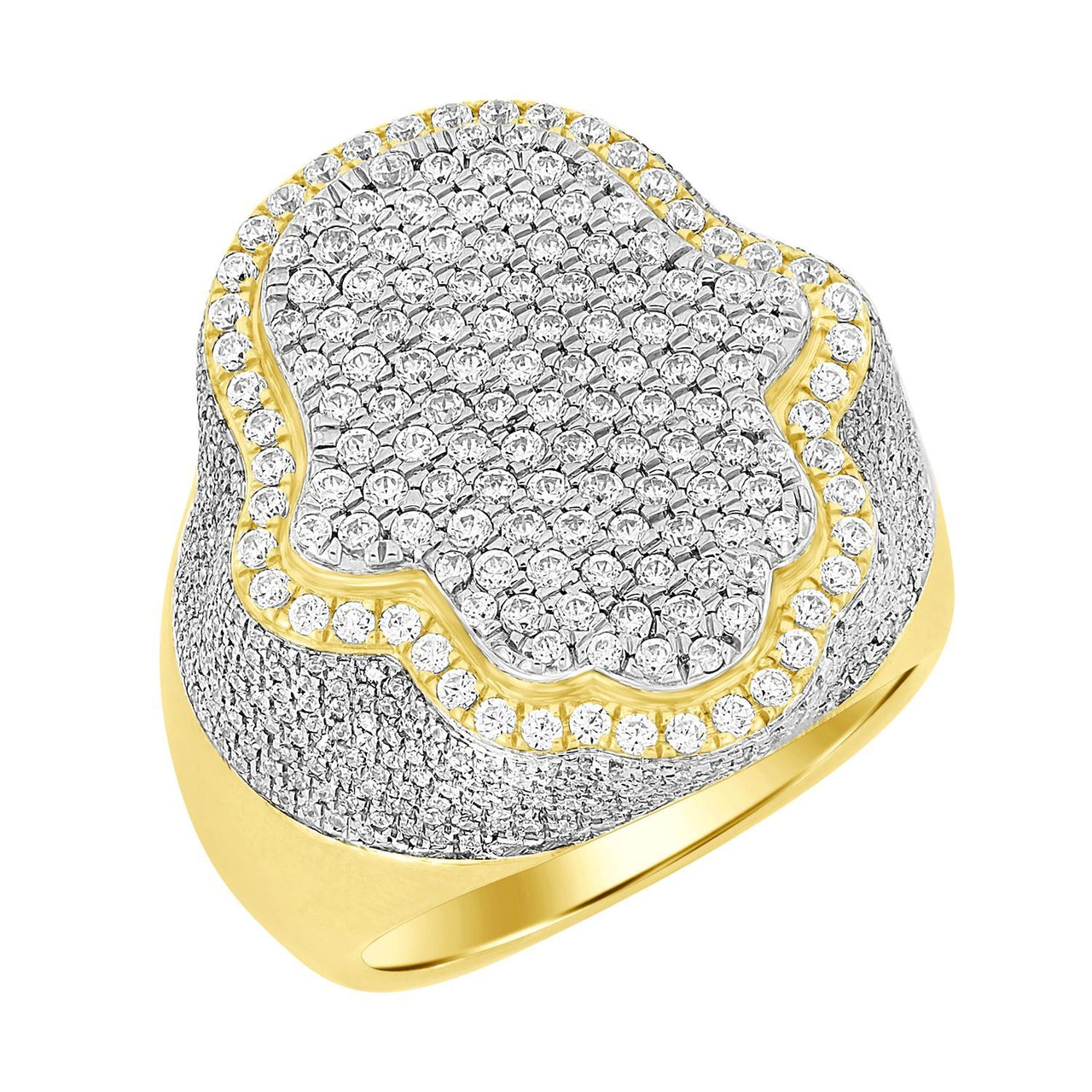 MEN'S RING 2 1/2 CT ROUND DIAMOND 10K YELLOW GOLD