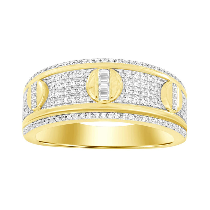 MEN'S RING 1/3 CT ROUND/BAGUETTE DIAMOND 10K YELLOW GOLD