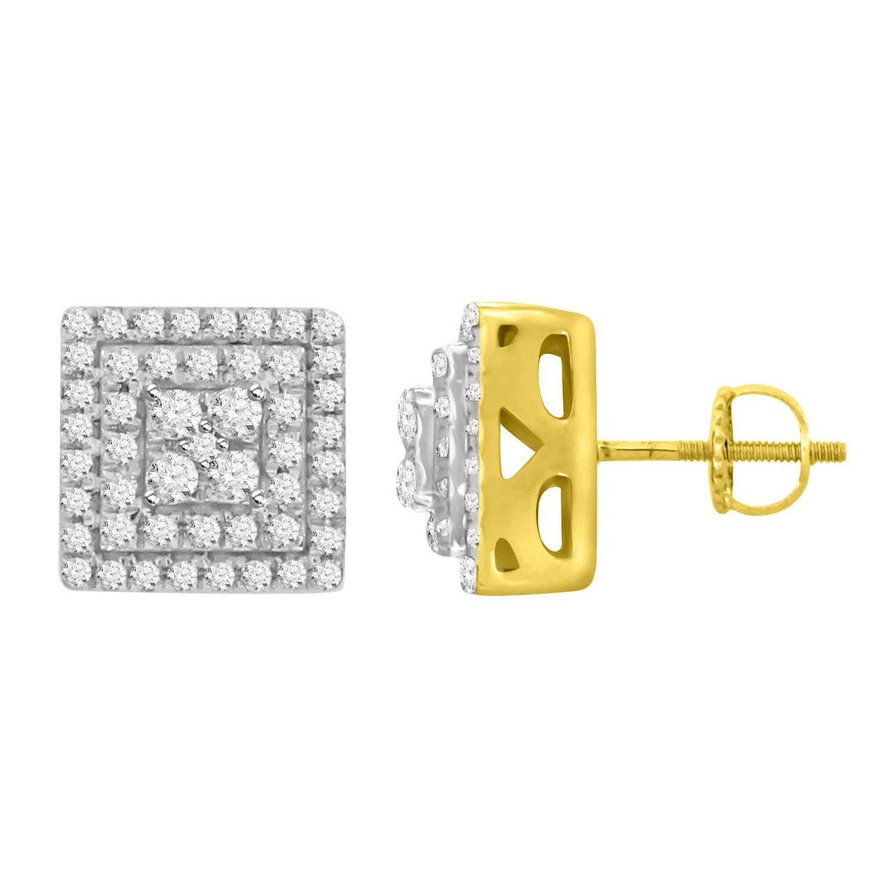 LADIES EARRINGS 1/4 CT ROUND DIAMOND 10K YELLOW GOLD